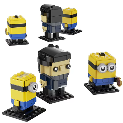 Fun Minion Building Blocks Featuring Various Poses And Detailed Collectible Figures 3d model