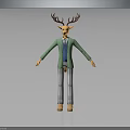 Anthropomorphic Deer Character With Green Blazer Blue Vest Striped Pants And Shoes