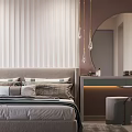 Modern Bedroom Interior Design With Large Bed Floor to Ceiling Window And Gray Carpet