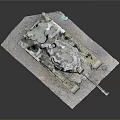 Vintage Military Tank Model with Numbered Markings Extended Cannon on Gray Display Stand