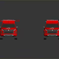 Two Red Emergency Vehicles With Roof Mounted Equipment And Striped Body Design