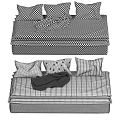 Cozy Bedding Items With Colorful Pillows Blankets And Stacked Bed Sheets 3d model