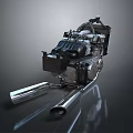 Industrial Mechanical Equipment With Dual Chrome Exhaust Pipes And Metal Structure Parts