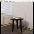 Dark Round Top Side Table With Three Legs And Books In Indoor Window Blinds Setting 3d model