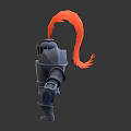 3D Knight Character With Gray Armor And Red Feather Helmet Front Back Views 3d model