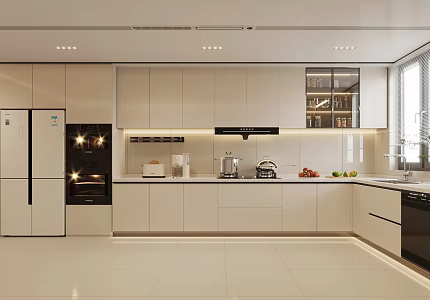 modern cream kitchen 3d model