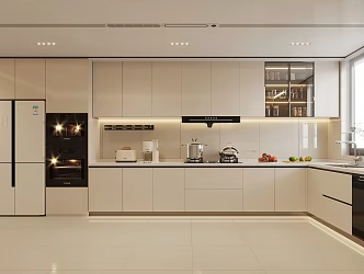 modern cream kitchen 3d model