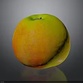 Fresh Ripe Apple With Yellow Orange Red Gradient Color And Green Top On Dark Background