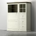 White Wooden Entryway Side Cabinet With Glass Doors Drawers Storage Design