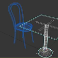Dining Table Set With Square Wooden Tabletop Metal Base And Curved Wooden Chair