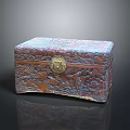 Colorful Decorative Ornament Set With Carved Pattern Box And Golden Lock Design