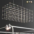 Modern Grid Structure Chandelier With Small Lights And Metal Frame For Indoor Spaces