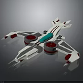 White Red Sci-Fi Aircraft Model with Streamlined Design Red Circular Engines Blue Accent Wing Structures 3d model