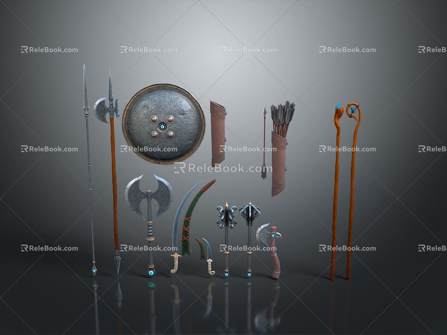 Cold weapons Sword Sword Sword Sword Axe Hook Fork Spear Trident Melee Weapon Military 3d model