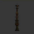 Antique Carved Multi-layered Wooden Candle Holder Pillar Design