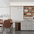 Modern Dining and Living Room Interior With White Countertop Natural Light And Chairs