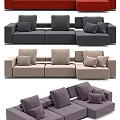 Modern Multi Seater Sectional Sofa With Plush Cushions And Neutral Tones 3d model