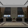 Hotel Public Lounge Area With Wooden Walls Comfortable Sofas Green Plants And Decorative Rug