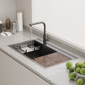 Modern cabinet sink vegetable basin large single tank 3d model