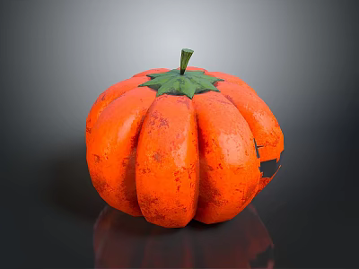 Orange Pumpkin Decorative Household Item with Green Stem and Textured Surface for Home Decoration 3d model