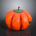 Orange Pumpkin Decorative Household Item with Green Stem and Textured Surface for Home Decoration