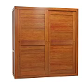 Solid Wood Brown Wardrobe With Double Door And Simple Design For Bedroom Storage 3d model