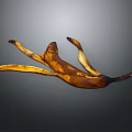 Realistic Banana Peel Sculpture Detailed Carving Artwork Against Neutral Gray Background