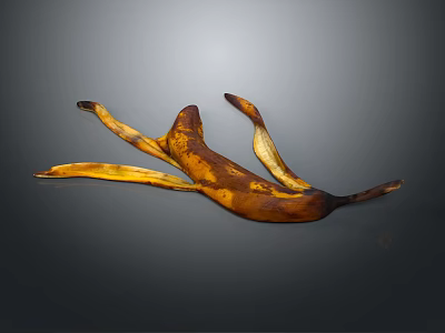 Realistic Banana Peel Sculpture Detailed Carving Artwork Against Neutral Gray Background 3d model