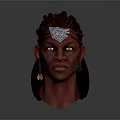 3D Head Sculpture With Braided Hair Decorative Headband And Dangling Earrings
