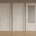 White Ornate Interior Doors With Glass Panel And Wooden Floor