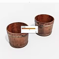 Two Vintage Wooden Buckets With Rustic Design For Home Decor And Storage