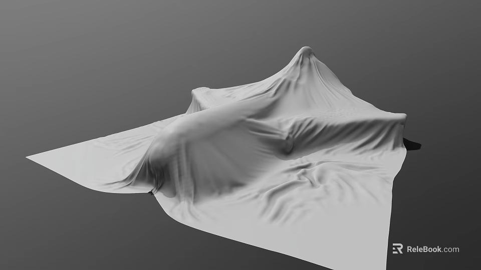 Soft White Wrinkled Fabric Covering Object Against Gray Background Surface 3d model 