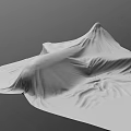 Soft White Wrinkled Fabric Covering Object Against Gray Background Surface