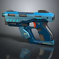 Smart Machine Futuristic Blue Pistol With Illuminated Lines And Detailed Design