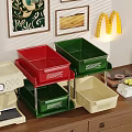 Multilayer Colorful Storage Shelves For Kitchen With Coffee Cups And Jars