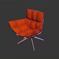 Modern Stylish Red Chair With Unique Design And Silver Metal Legs