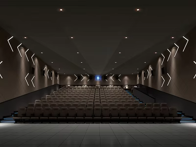 Modern Cinema Auditorium With Neatly Arranged Comfortable Seats And Ambient Lighting 3d model