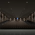 Modern Cinema Auditorium With Neatly Arranged Comfortable Seats And Ambient Lighting