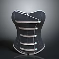 Classic Dark Corset With White Stripes And Pearl Buttons Design