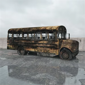 Abandoned car, broken car, car wreck, scrap car 3d model