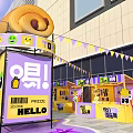 Food bazaar meichen modern meichen bazaar activity bazaar booth photo punch-in photo interactive float floor sticker design door head design 3d model