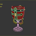 Elegant Household Decorative Cup With Golden Accents Red Gemstones And White Top