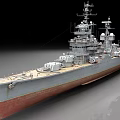 Large Warship With Superstructure Turret Mast Gray Hull And Red Bottom