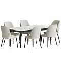 Elegant Dining Table Set With Marble Tabletop And Beige Upholstered Black Leg Chairs 3d model