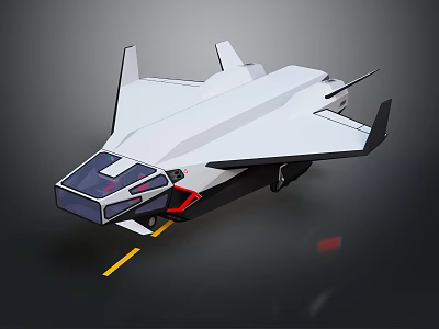 Futuristic White Geometric Aircraft With Transparent Cockpit And Sleek Wing Design 3d model