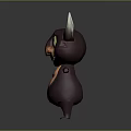 Cute Purple Monster Character With Horns Green Eyes And Open Arms