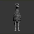 Mythical Animal With Horse Body Bird Head And Scaled Skin Standing On Dark Background