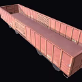 Brown Open Top Freight Train Car With Side Panels Wheels And Metal Vents