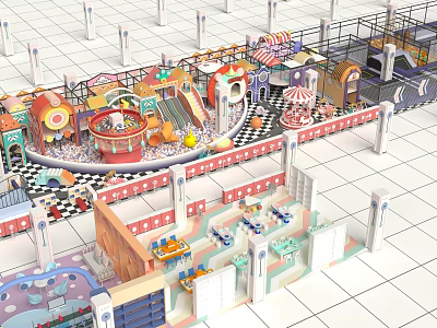 Indoor Amusement Park With Various Play Facilities 3d model