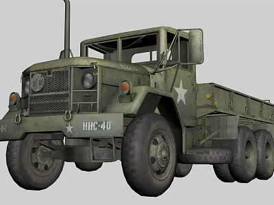 Green Military Utility Vehicle With Star Insignia HHC-40 And Large Tires 3d model